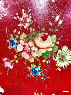 19th Century Napoleon III Hand-Painted Floral Tole Tray