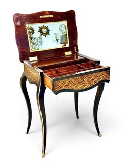 19th Century Napoleon III Marquetry Vanity Table with Mirror