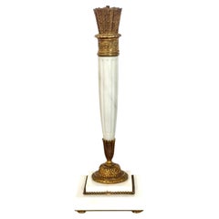 19th Century Empire Style Gilt Bronze and Carrara Marble Lamp Base