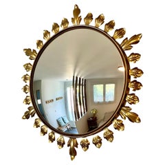 Espejo convexo de metal dorado Sunburst