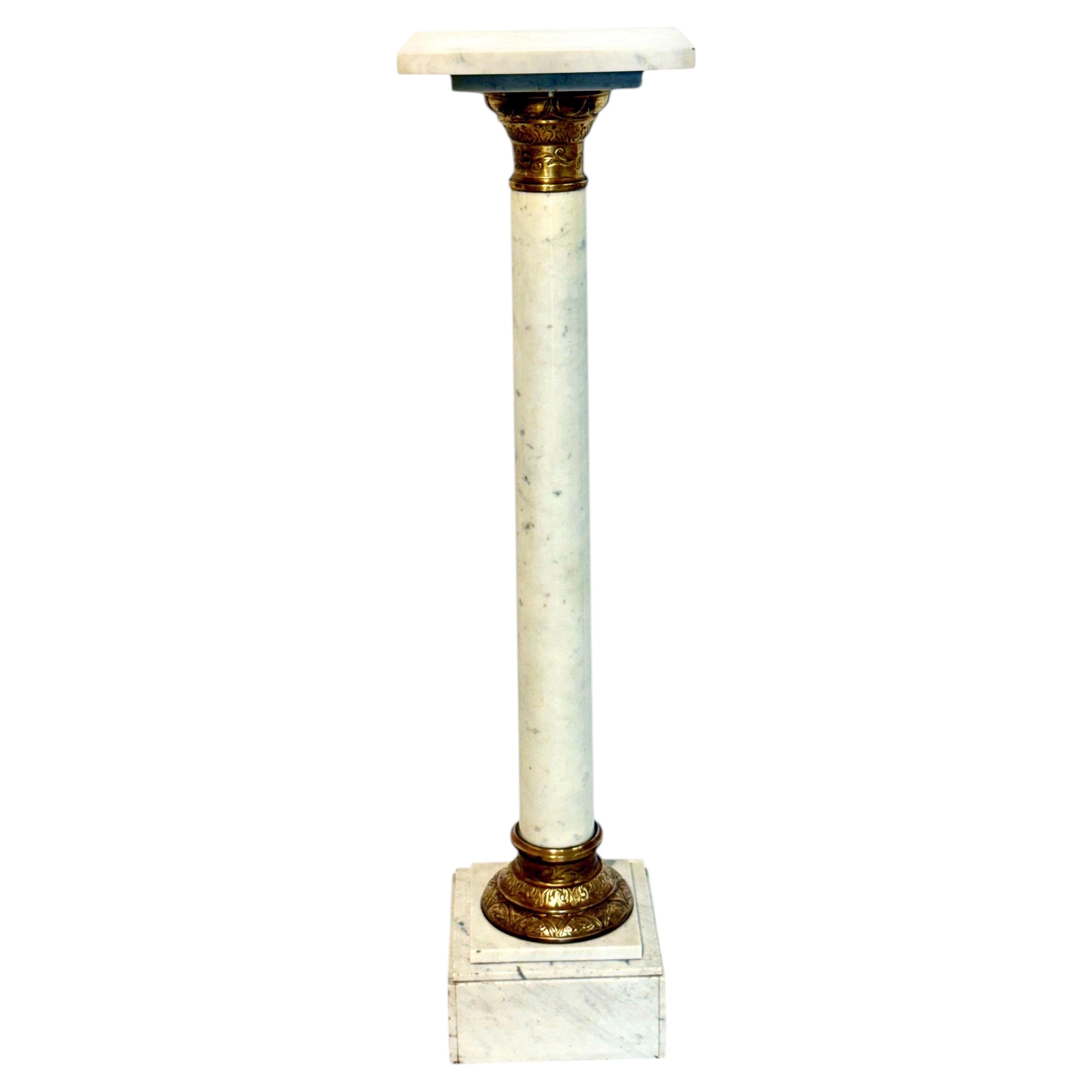 French Marble and Gilt Bronze Pedestal Column, 19th Century For Sale