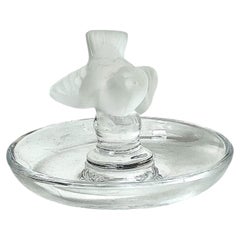 Lalique France Crystal Sparrow Ring Dish, 20th Century