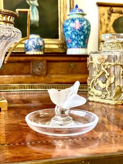 Lalique France Crystal Sparrow Ring Dish, 20th Century