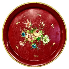 19th Century Napoleon III Hand-Painted Floral Tole Tray