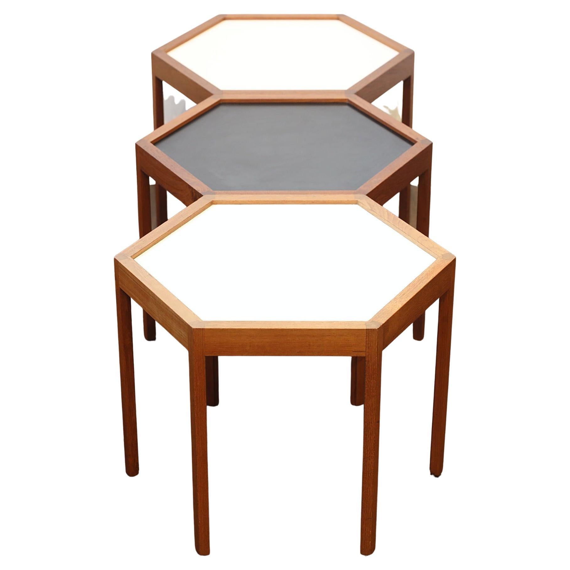 Hexagon Teak Coffee Tables Designed by Hans C Andersen For Sale