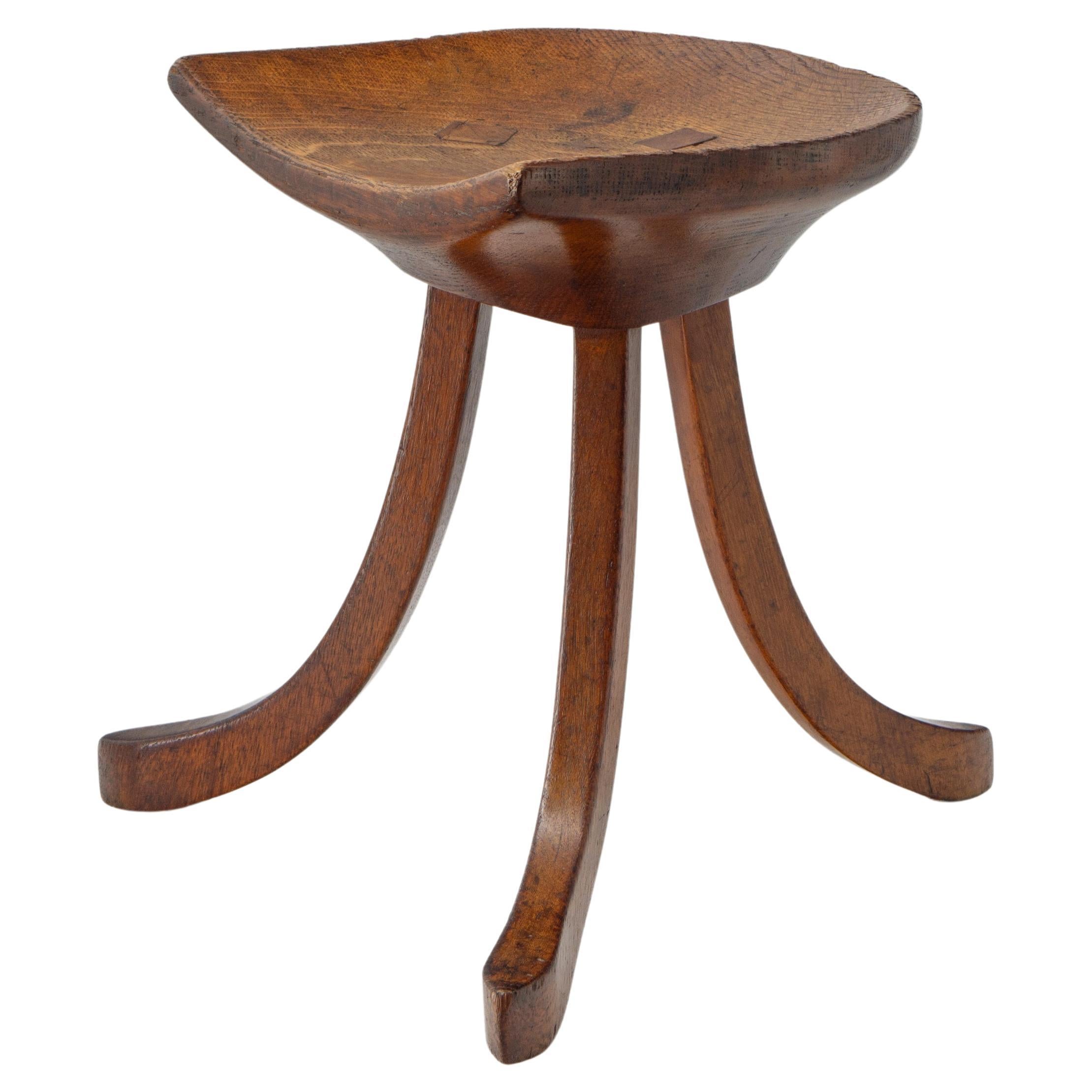 Liberty & Co Oak Thebes Stool Circa 1915. For Sale