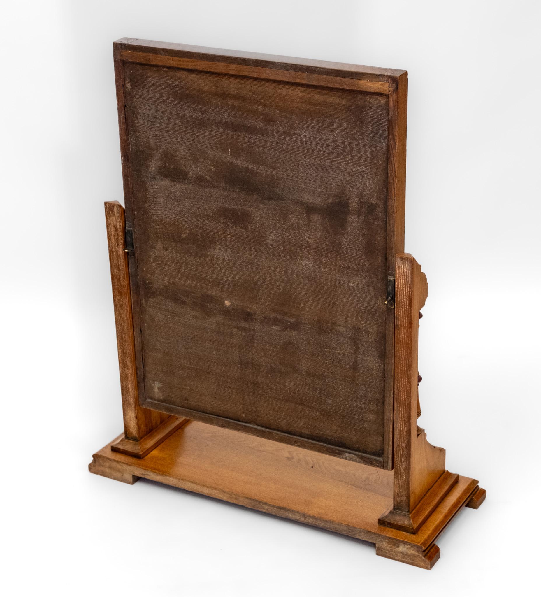 C19th English Gothic Revival Ash & Painted Dressing Table Vanity Mirror For Sale 6