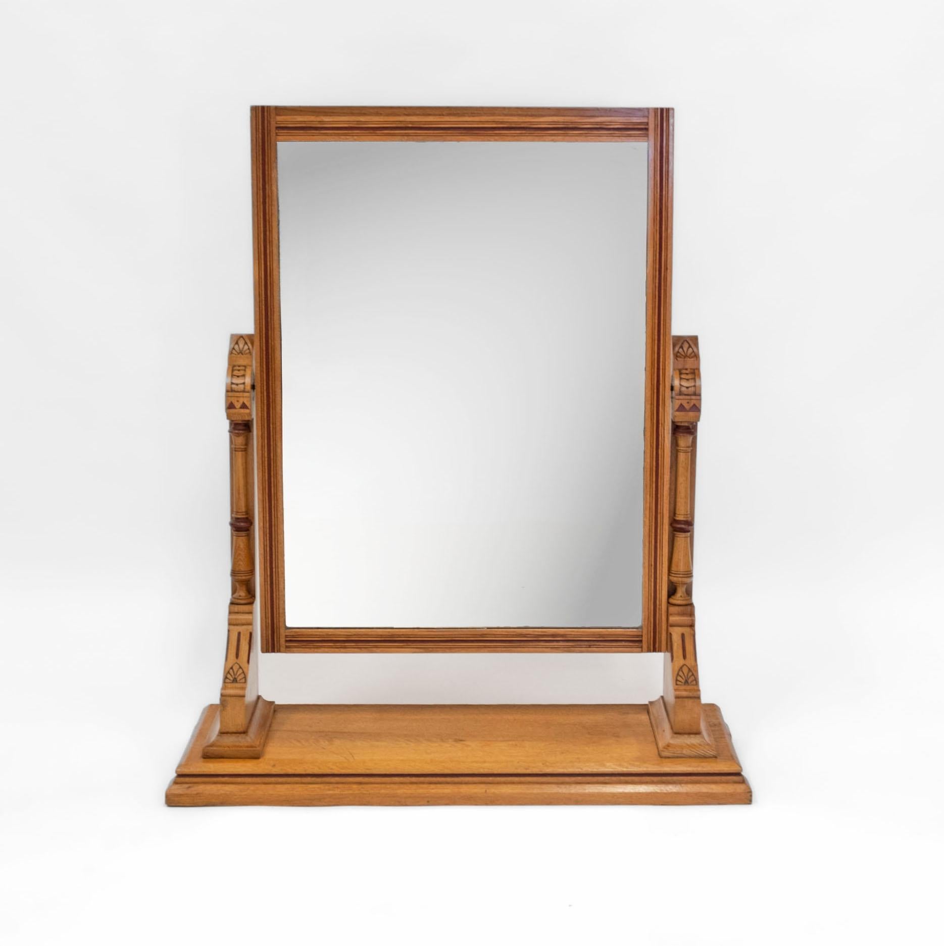 C19th English Gothic Revival Ash & Painted Dressing Table Vanity Mirror For Sale 10