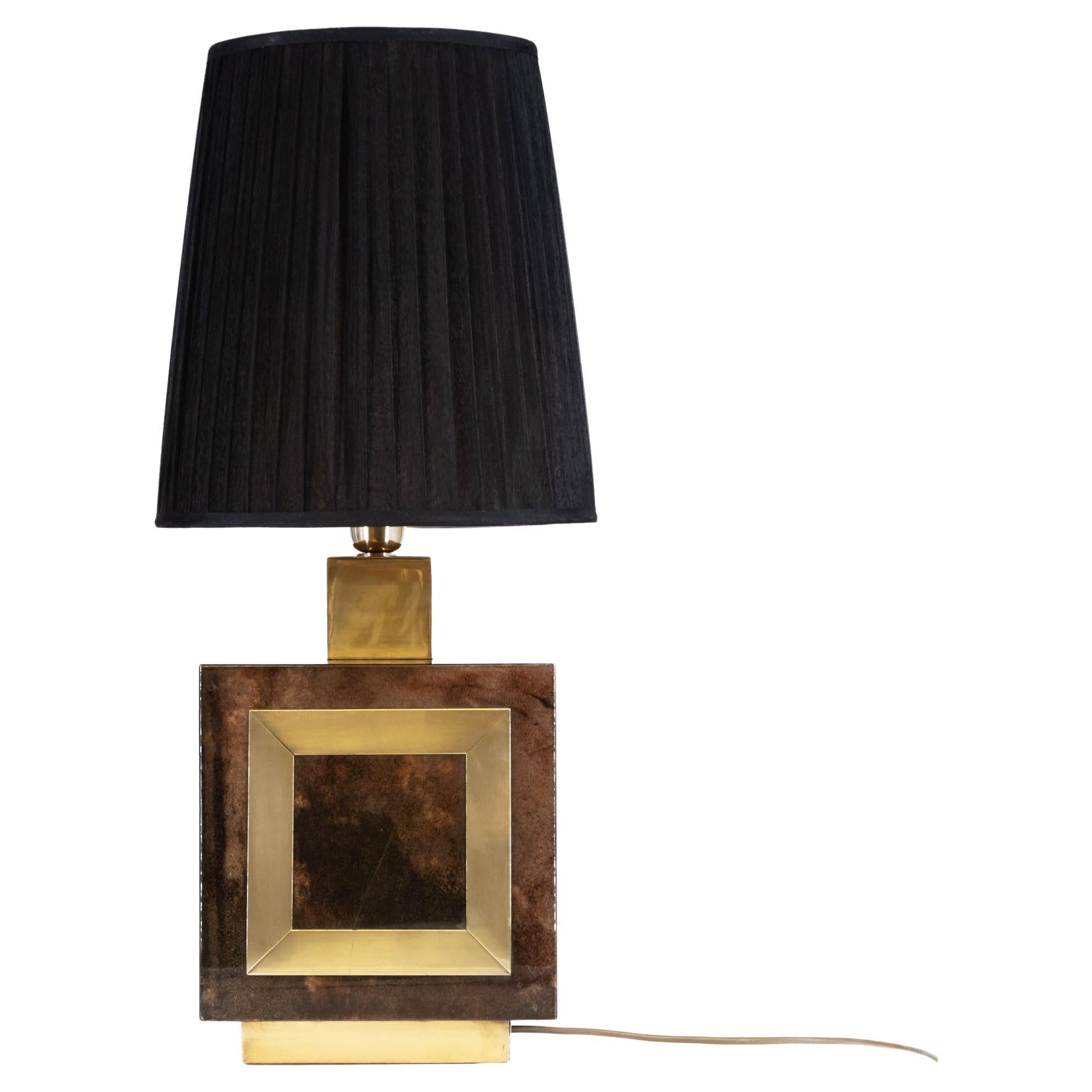 Italian Lacquered Vellum & Brass Large Table Lamp Attr Aldo Tura For Sale