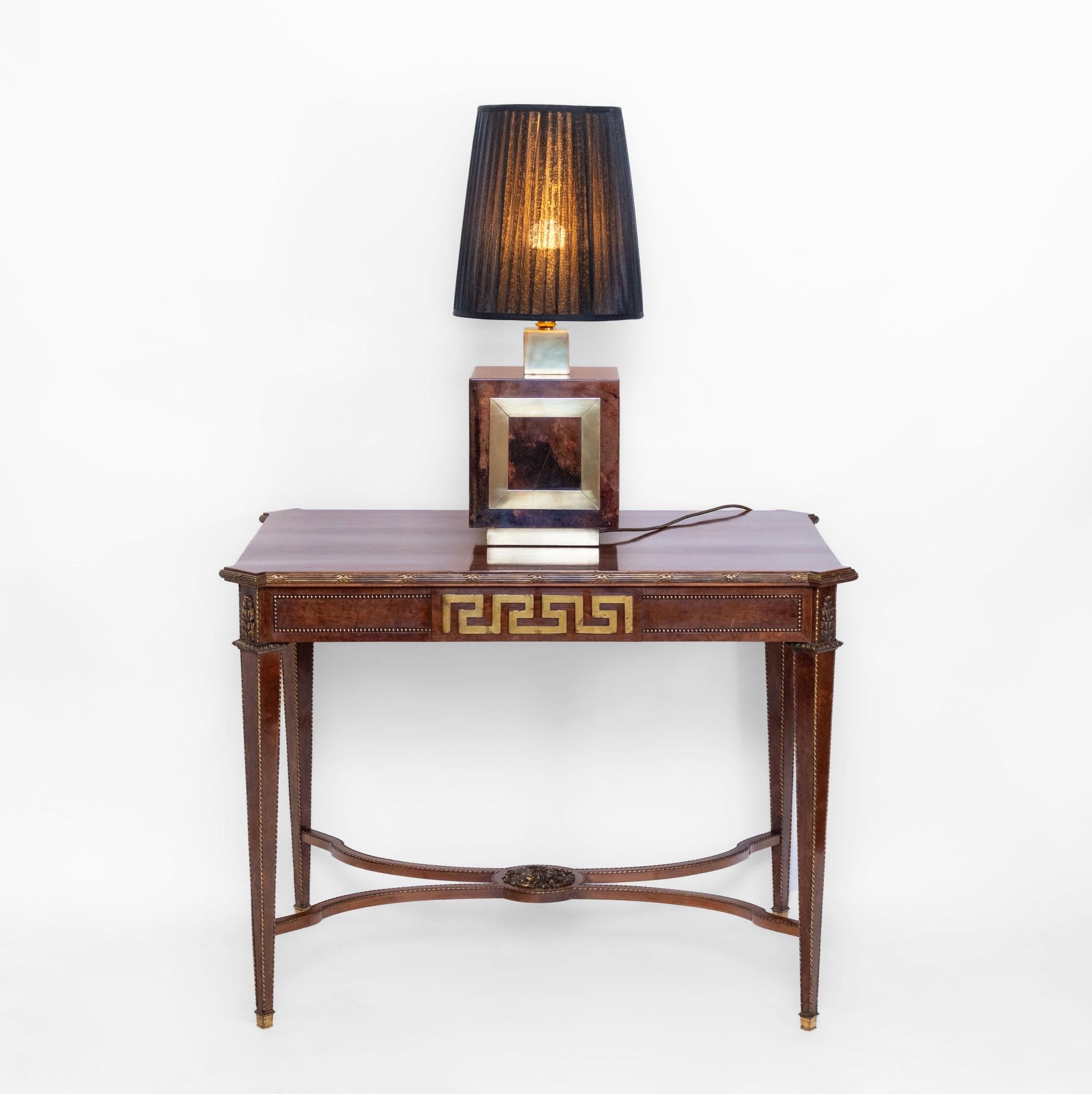 Italian Lacquered Vellum & Brass Large Table Lamp Attr Aldo Tura For Sale 9
