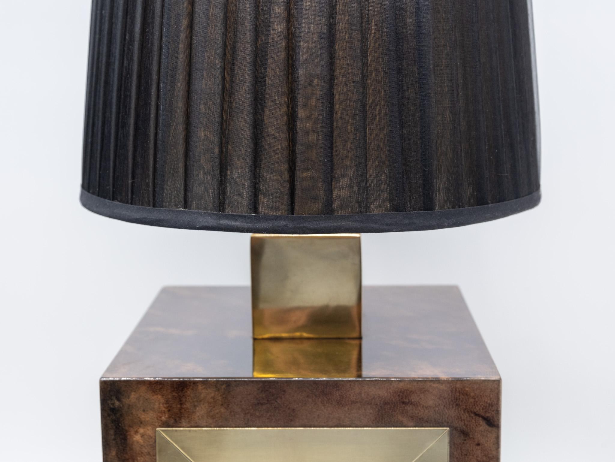 Italian Lacquered Vellum & Brass Large Table Lamp Attr Aldo Tura For Sale 8