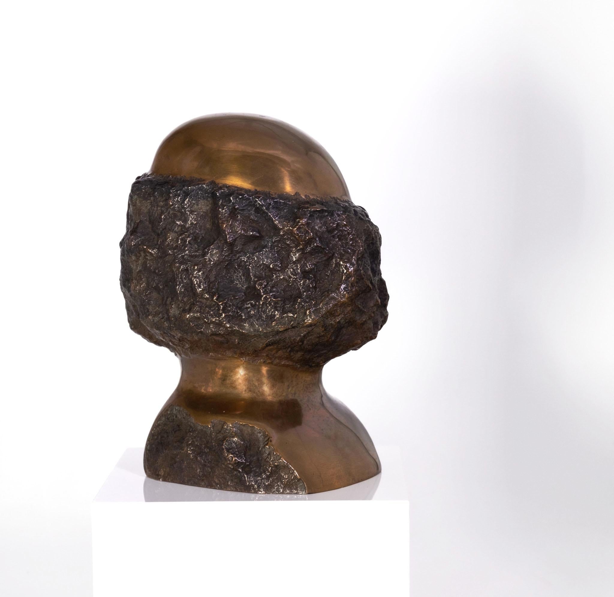 Tedesco Testa astratta in bronzo di Wolf Bröll 1993 in vendita