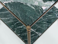 Pair Of Brass & Verde Antico Marble Etagere Side Tables Circa 1950
