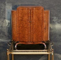 Edles Art-Déco-Schränkchen mit Tischplatte aus Amboyna-Wurzelholz, 1930er Jahre