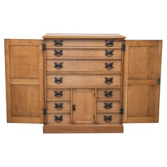 Unique Large Arts & Crafts Oak Cabinet Enclosed Chest Of Drawers Cotswold School