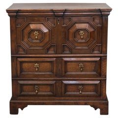 Antique English Oak Geometric Chest Of Drawers Jacobean Style Circa 1900