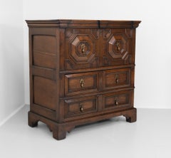 Antique English Oak Geometric Chest Of Drawers Jacobean Style Circa 1900