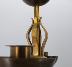Pair Arts & Crafts Brass Large Candelabras Late 19th Century Gothic