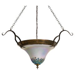 Austrian Art Nouveau Iridescent Glass Frit Plafonnier Ceiling Light