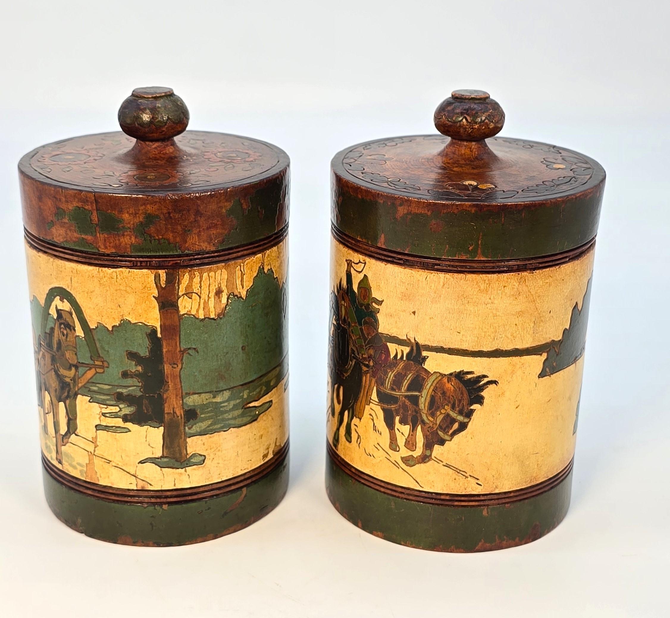 Boîtes à tabac russes à décor sculpté et peint, vert, C 1890 État moyen - En vente à Central England, GB
