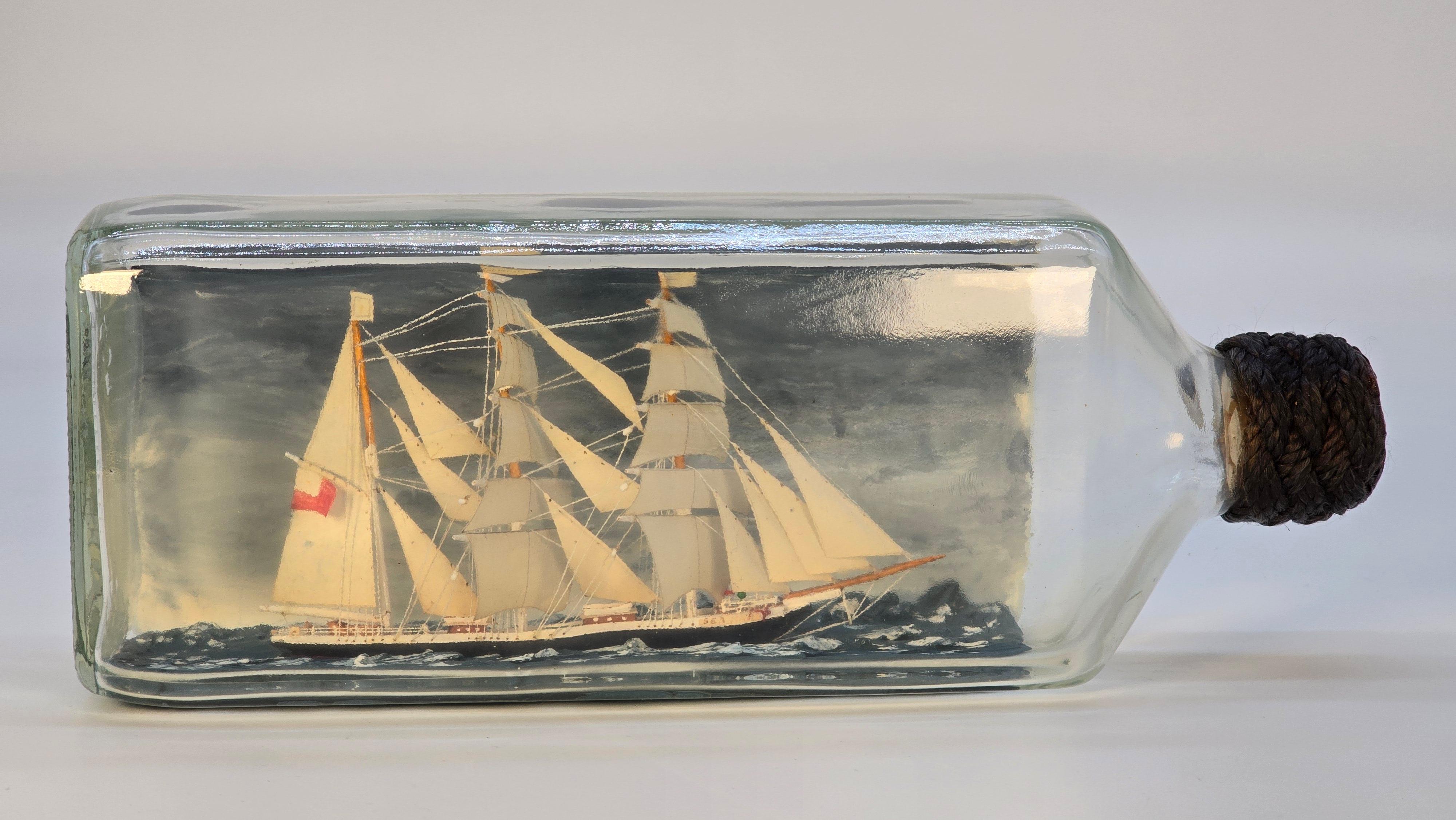 Fabric Ship in bottle diorama 