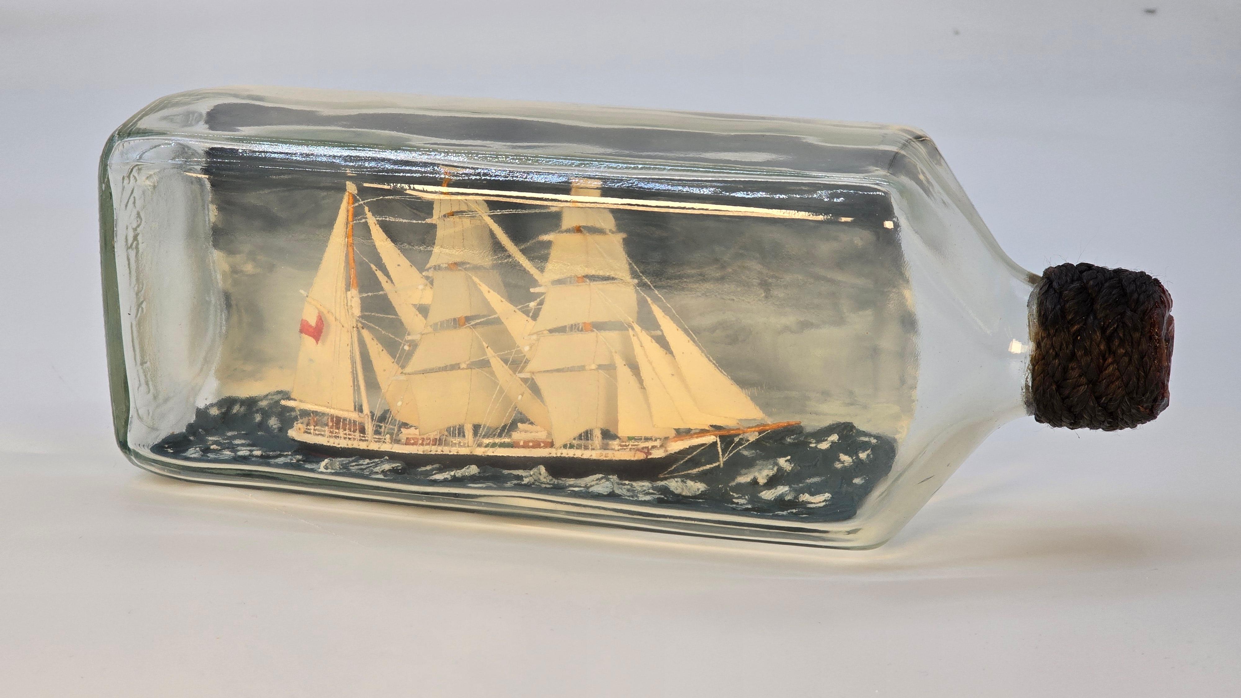 Folk Art Ship in bottle diorama 