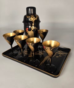 Hand painted lacquer cocktail set, C1920, Japanese