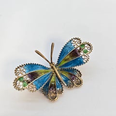 European enamel and silver gilt butterfly brooch, circa 1930