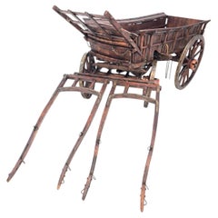 1920s English model of a 19th century twin horse drawn farm hay cart