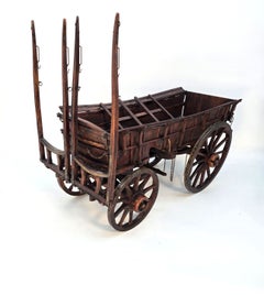 1920s English model of a 19th century twin horse drawn farm hay cart