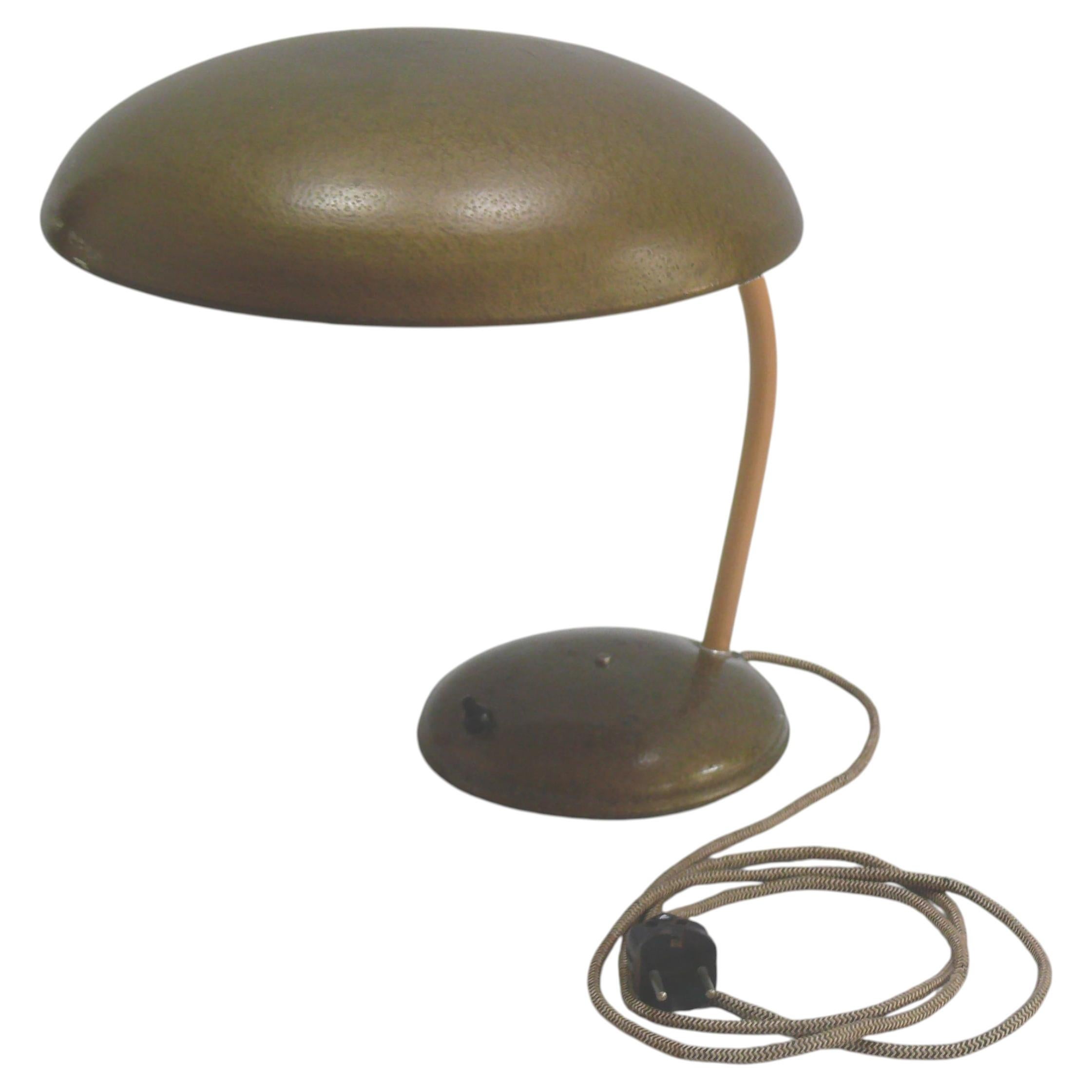 Vintage Industrial Desk Lamp, Metal & Brass, Germany, Circa 1930