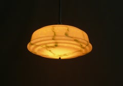 Large Art Deco Pendant Lamp, Glass Shade, Metal Holder, Germany, 1930s