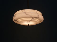 Large Art Deco Pendant Lamp, Glass Shade, Metal Holder, Germany, 1930s