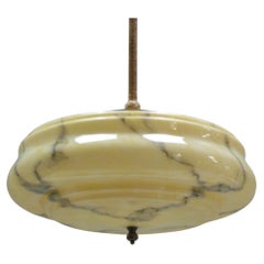 Large Art Deco Pendant Lamp, Glass Shade, Metal Holder, Germany, 1930s
