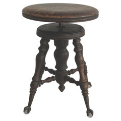 Antique Victorian Piano Chair with glass balls in claw feet, circa 1880