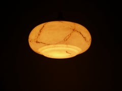 Art Deco Pendant Lamp, Glass Shade, Metal Holder, Germany, 1930s