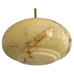 Art Deco Pendant Lamp, Glass Shade, Metal Holder, Germany, 1930s