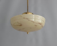 Art Deco Pendant Lamp, Glass Shade, Metal Holder, Germany, 1930s