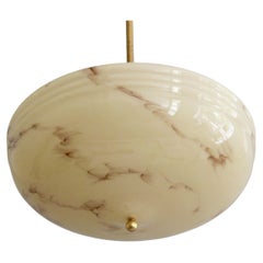 Art Deco Pendant Lamp, Glass Shade, Metal Holder, Germany, 1930s