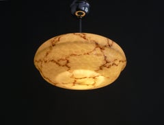 Large Art Déco Pendant Light with chrome plated holder, 1930s - 1940s