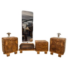 Exceptional Czech Art Deco Walnut Burl Bedroom Suite