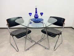 Mid-Century Modern Italian Tubular Chrome and Glass Dining Table