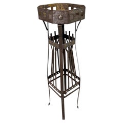 Art Nouveau Wrought Iron Plant Stand in Wiener Werkstätte Style