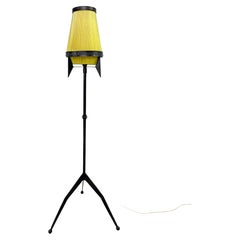 Brutalist Scoubidou Floor Lamp in Iron and Yellow Plastic
