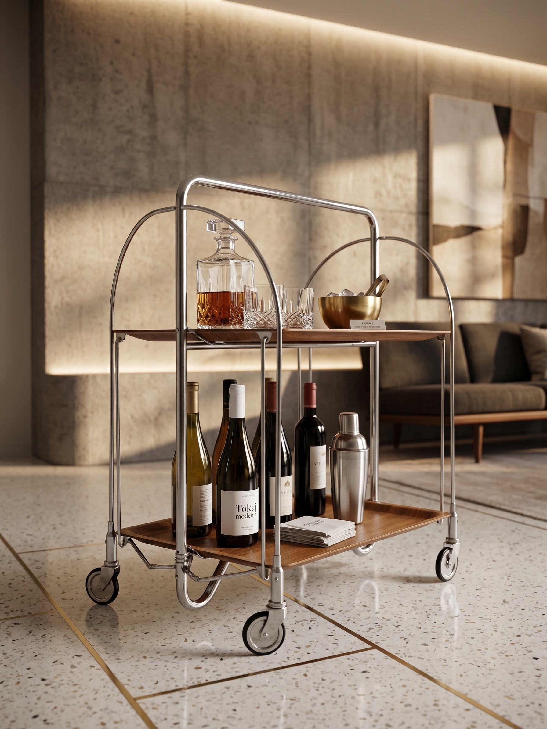 Vintage Mid-Century "Dinett" Folding Serving Cart by Bremshey & Co.