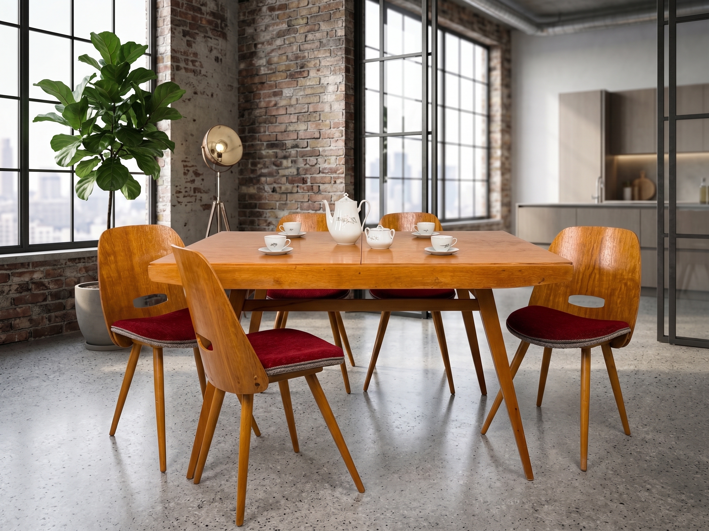 Set of 4 Mid-Century Modern Plywood Dining Chairs by František Jirák for Tatra N