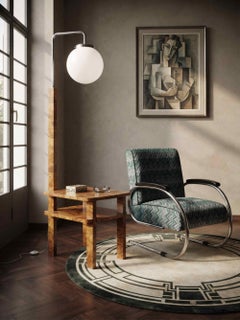 Jindřich Halabala Art Deco Floor Lamp with Integrated Side Table for UP Závody
