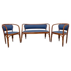Restored Vienna Secession 3-Piece Salon Suite Model No. 715 by Gustav Siegel