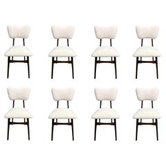 Set of 8 Mid-Century Cream Boucle Dining Chairs, 1960s