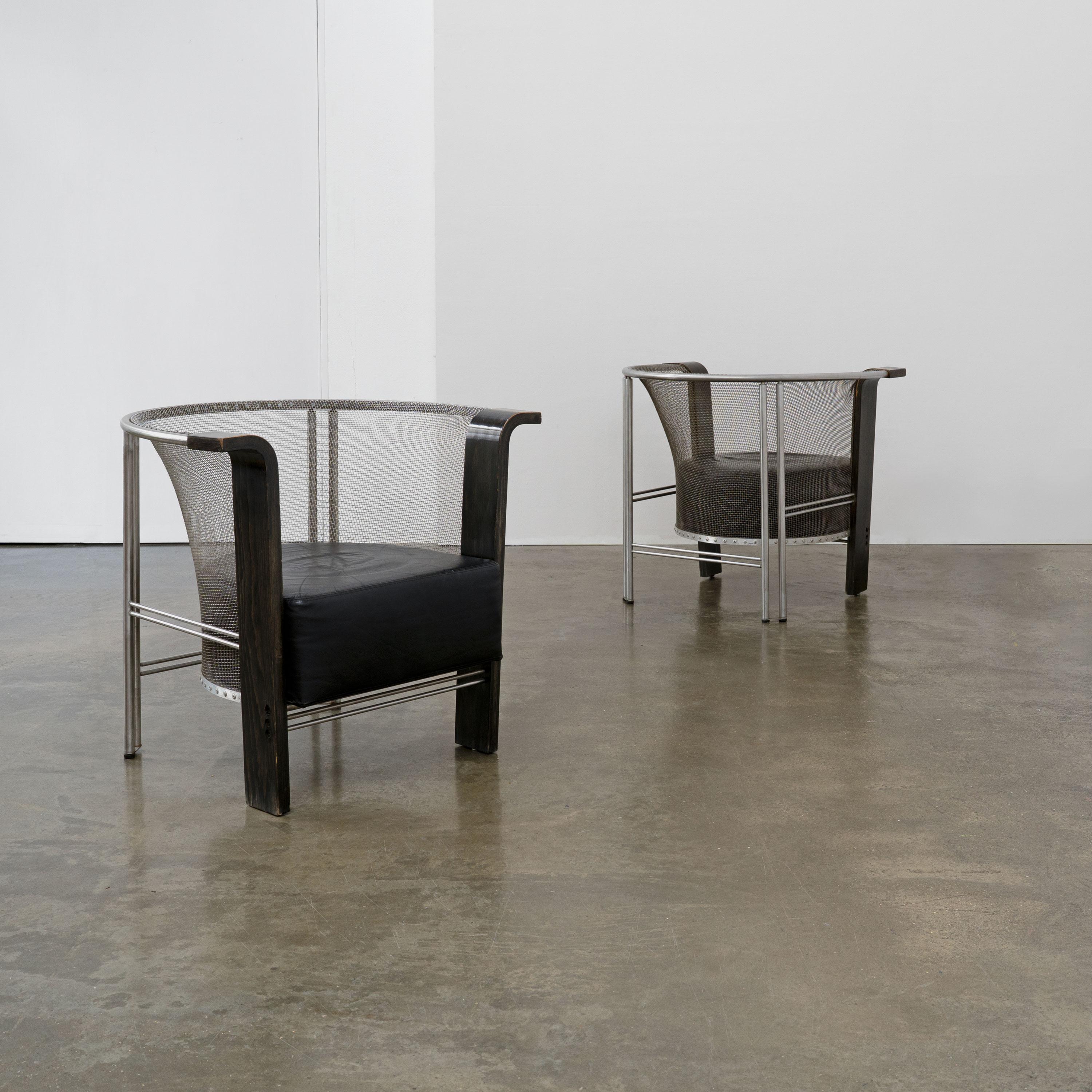 Sillón postmoderno de acero y madera curvada de Franco Bulfoni, c.1990 en venta 2
